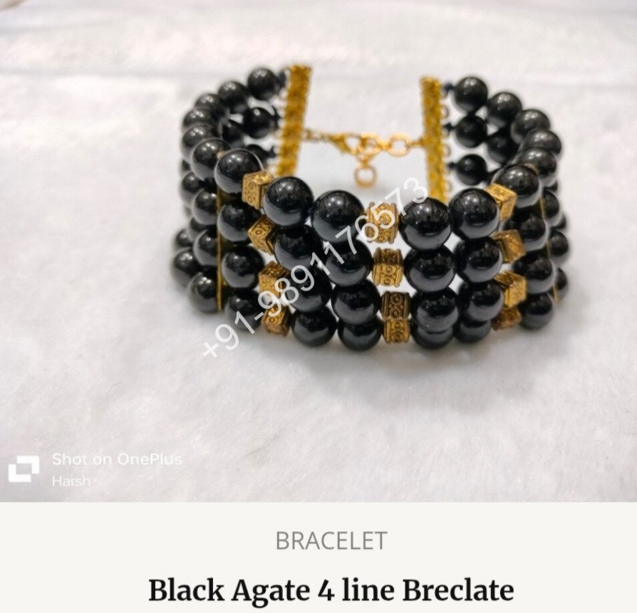 BLACK AGATE 4 LINE BRACELET